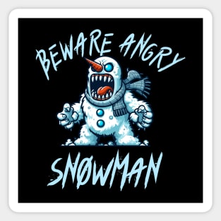 Beware Angry Snowman - Evil Monster Snowman Design Sticker